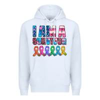 White i am a survivor with all cancer ribbons Premium Hoodie - AdoDesignShop