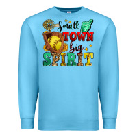 Ocean Blue small town big spirit softball Premium Sweatshirt - Zillion Design Studio