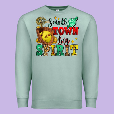 Small Town Big Spirit Softball Premium Sweatshirt Designed By Zillion Design Studio