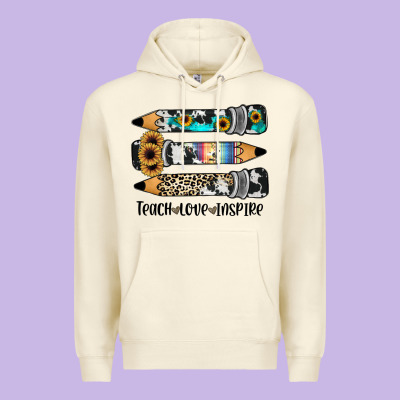 Western Pencils Teach Love Inspire Premium Hoodie Designed By Jahusdesignshop