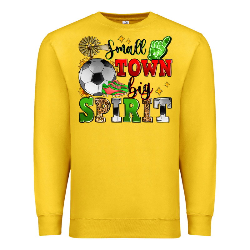 Small Town Big Spirit Soccer Premium Sweatshirt by Zillion Design Studio | Teevron