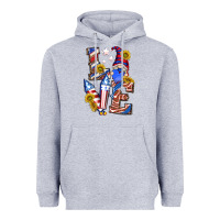 Heather Grey love 4th of july with gnome Heavyweight Hoodie - texasbilliewilder