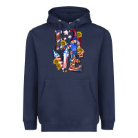Navy love 4th of july with gnome Heavyweight Hoodie - texasbilliewilder