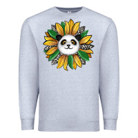 Heather Grey panda sunflower Premium Sweatshirt - RanaPortraitStore