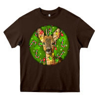 Chocolate Brown red brocket deer christmas Heavy Core Tee - LillyAllenDesigns