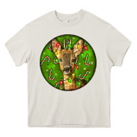 Cream red brocket deer christmas Heavy Core Tee - LillyAllenDesigns