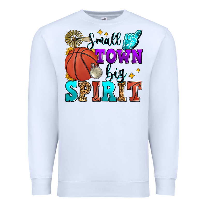 Small Town Big Spirit Basketball Premium Sweatshirt by Zillion Design Studio | Teevron