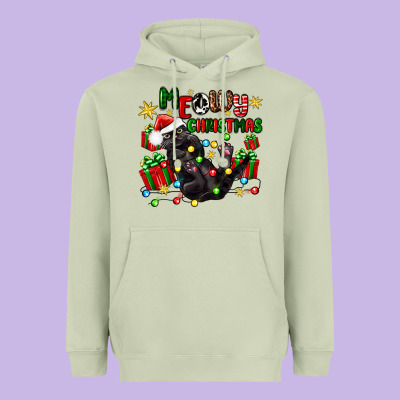 Meowy Christmas Heavyweight Hoodie Designed By Zillion Design Studio