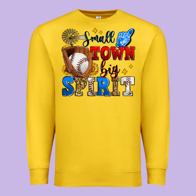 Small Town Big Spirit Baseball Premium Sweatshirt Designed By Zillion Design Studio