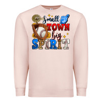 Pale Pink small town big spirit baseball Premium Sweatshirt - Zillion Design Studio