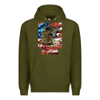 Army Green usa flag and leopard with boots 12 oz regular can cooler Premium Hoodie - Artiststas
