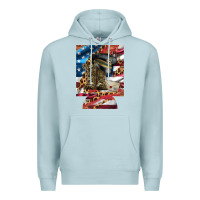 Blue Mist usa flag and leopard with boots 12 oz regular can cooler Premium Hoodie - Artiststas