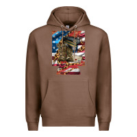 Chestnut usa flag and leopard with boots 12 oz regular can cooler Premium Hoodie - Artiststas