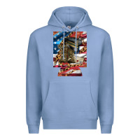 Colony Blue usa flag and leopard with boots 12 oz regular can cooler Premium Hoodie - Artiststas