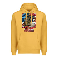 Mustard usa flag and leopard with boots 12 oz regular can cooler Premium Hoodie - Artiststas