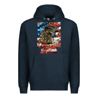 Navy usa flag and leopard with boots 12 oz regular can cooler Premium Hoodie - Artiststas