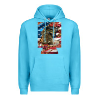 Ocean Blue usa flag and leopard with boots 12 oz regular can cooler Premium Hoodie - Artiststas
