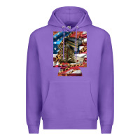 Purple usa flag and leopard with boots 12 oz regular can cooler Premium Hoodie - Artiststas