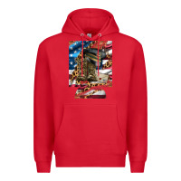 Red usa flag and leopard with boots 12 oz regular can cooler Premium Hoodie - Artiststas