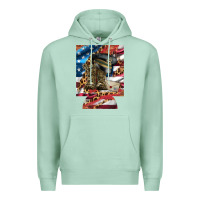 Seafoam usa flag and leopard with boots 12 oz regular can cooler Premium Hoodie - Artiststas