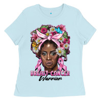 Baby Blue breast cancer warrior black woman Ladies Tee - BarkalooDesign