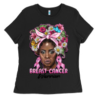 Black breast cancer warrior black woman Ladies Tee - BarkalooDesign