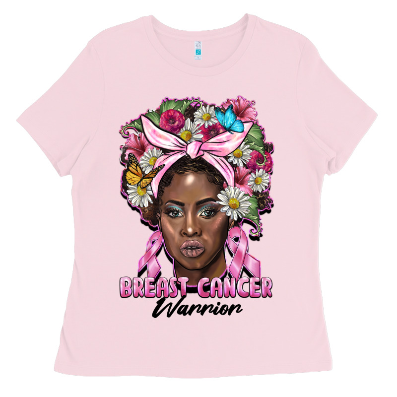 Breast Cancer Warrior Black Woman Ladies Tee by BarkalooDesign | Teevron