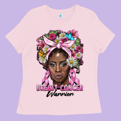Breast Cancer Warrior Black Woman Ladies Tee Designed By Barkaloodesign