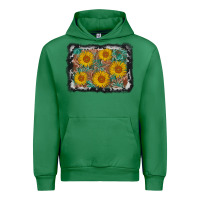 Emerald leather sunflower background Urban Hoodie - AdoDesignShop