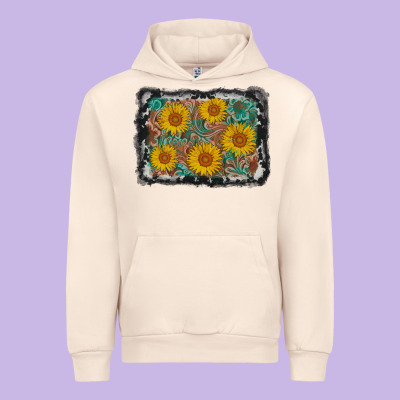 Leather Sunflower Background Urban Hoodie Designed By Adodesignshop