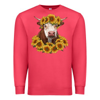 Cardinal hereford cow with sunflowers Premium Sweatshirt - RanaPortraitStore