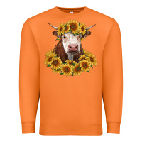 Carrot hereford cow with sunflowers Premium Sweatshirt - RanaPortraitStore