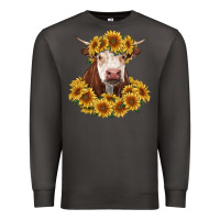 Smoke hereford cow with sunflowers Premium Sweatshirt - RanaPortraitStore