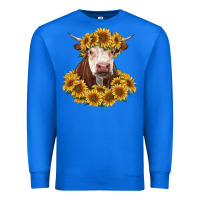 True Royal hereford cow with sunflowers Premium Sweatshirt - RanaPortraitStore
