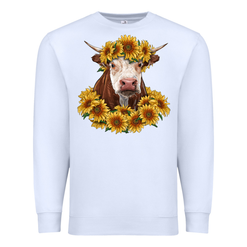 Hereford Cow With Sunflowers Premium Sweatshirt by RanaPortraitStore | Teevron