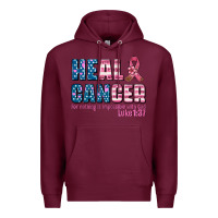 Burgundy heal cancer with cancer ribbon Premium Hoodie - AdoDesignShop