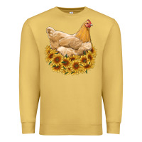 Antique Gold chicken with sunflowers Premium Sweatshirt - RanaPortraitStore