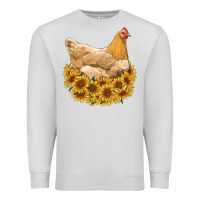 Dove Grey chicken with sunflowers Premium Sweatshirt - RanaPortraitStore