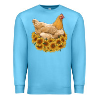 Ocean Blue chicken with sunflowers Premium Sweatshirt - RanaPortraitStore