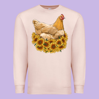 Chicken With Sunflowers Premium Sweatshirt Designed By Ranaportraitstore