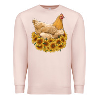 Pale Pink chicken with sunflowers Premium Sweatshirt - RanaPortraitStore