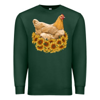 Sports Green chicken with sunflowers Premium Sweatshirt - RanaPortraitStore