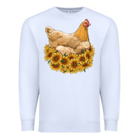 White chicken with sunflowers Premium Sweatshirt - RanaPortraitStore