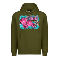 Army Green fight with boxing gloves and cancer ribbon Premium Hoodie - AdoDesignShop