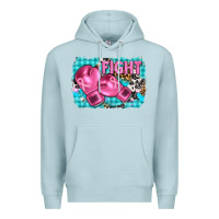 Blue Mist fight with boxing gloves and cancer ribbon Premium Hoodie - AdoDesignShop