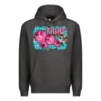 Charcoal Heather fight with boxing gloves and cancer ribbon Premium Hoodie - AdoDesignShop