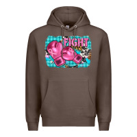 Coffee fight with boxing gloves and cancer ribbon Premium Hoodie - AdoDesignShop