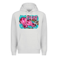 Dove Grey fight with boxing gloves and cancer ribbon Premium Hoodie - AdoDesignShop