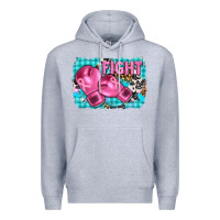 Heather Grey fight with boxing gloves and cancer ribbon Premium Hoodie - AdoDesignShop