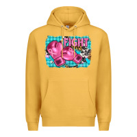Mustard fight with boxing gloves and cancer ribbon Premium Hoodie - AdoDesignShop